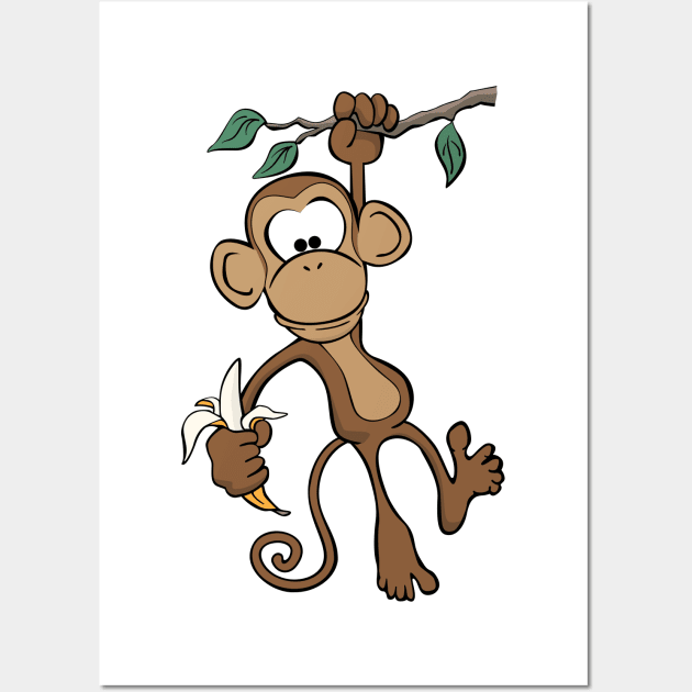 Cute Cartoon Monkey Wall Art by hobrath